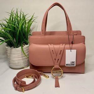 Love Moschino Dusty Rose Top Handle Bag With Removable Shoulder/Crossbody Strap